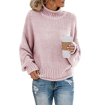 Solid Turtleneck Pullover Sweater