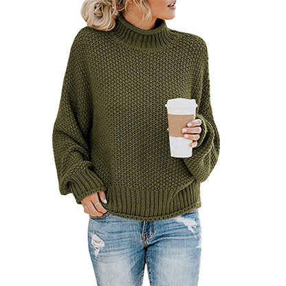 Solid Turtleneck Pullover Sweater