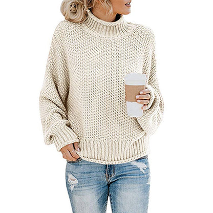 Solid Turtleneck Pullover Sweater