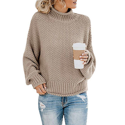 Solid Turtleneck Pullover Sweater