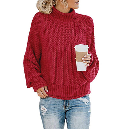 Solid Turtleneck Pullover Sweater
