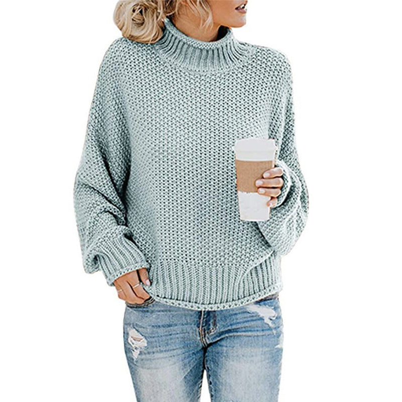 Solid Turtleneck Pullover Sweater