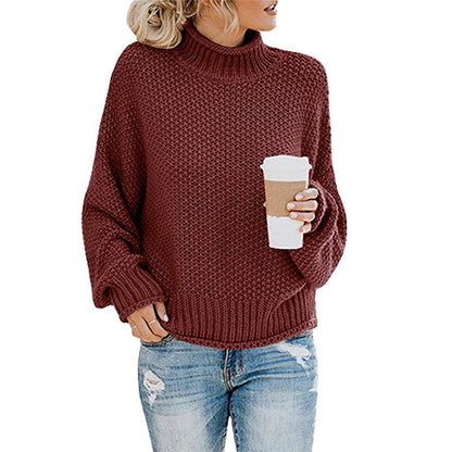 Solid Turtleneck Pullover Sweater