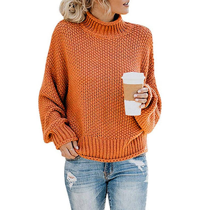 Solid Turtleneck Pullover Sweater