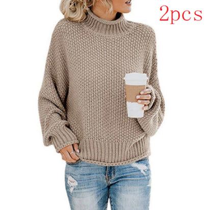 Solid Turtleneck Pullover Sweater