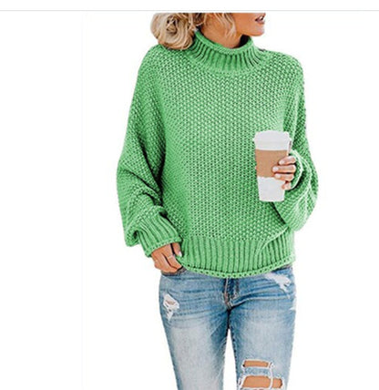 Solid Turtleneck Pullover Sweater